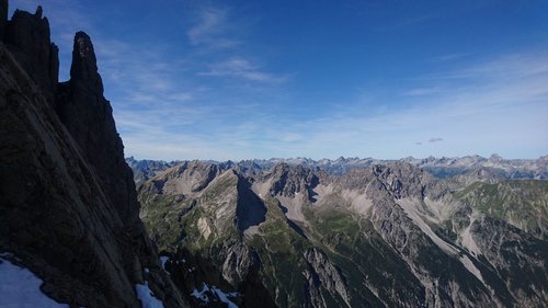 Blick Richtung Allgäuer Berge – in der Ferne die Trettach